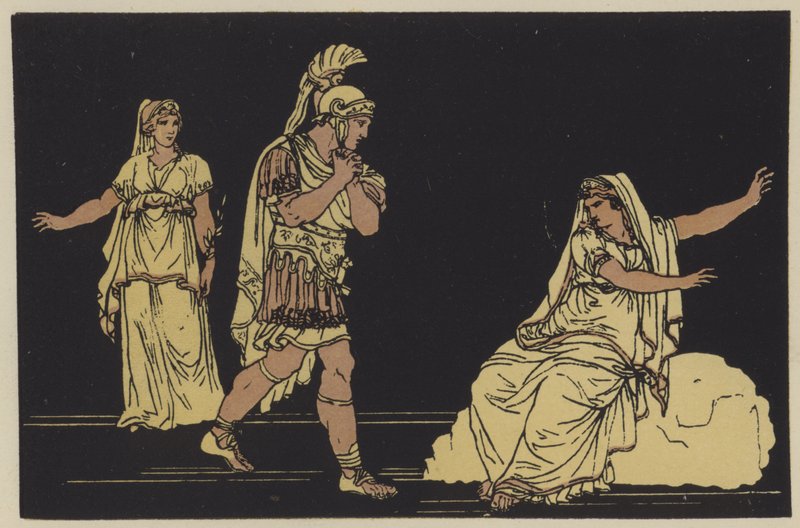 Eneas y la sombra de Dido (litografía en color) de English School