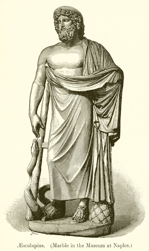 Esculapio (Mármol del Museo de Nápoles) (grabado) de English School