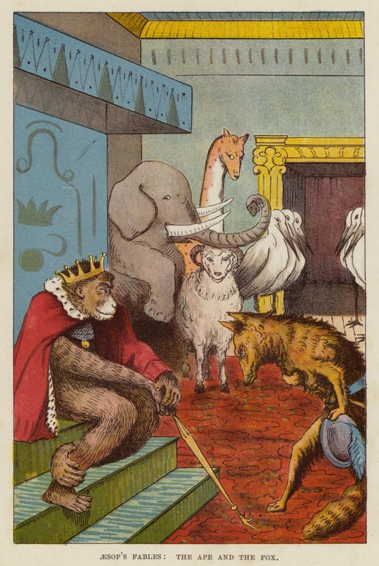 Fábulas de Esopo: El mono y el zorro (chromolitho) de English School