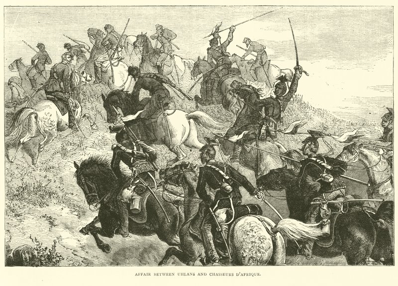 Asunto entre Ulanos y Cazadores de África, agosto 1870 de English School