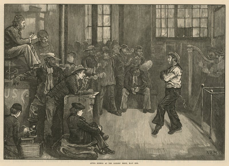 Después de la cena en el Hogar de los Marineros, East End, Londres de English School