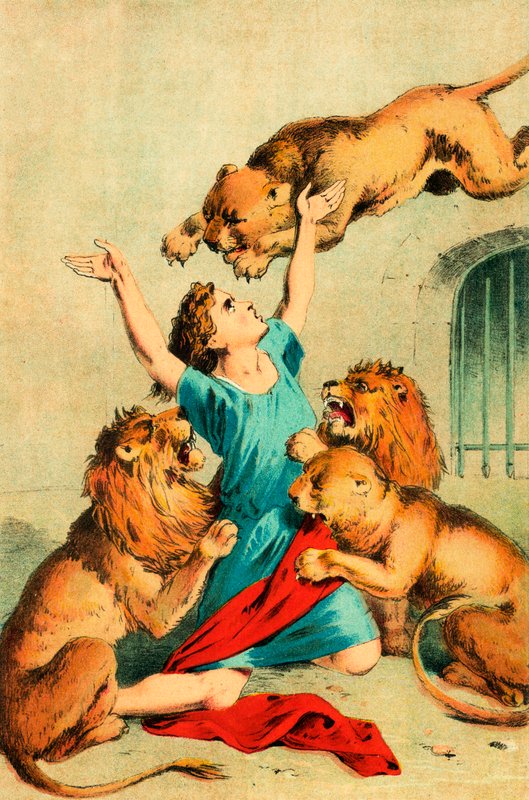 Agapito arrojado a las bestias salvajes de English School