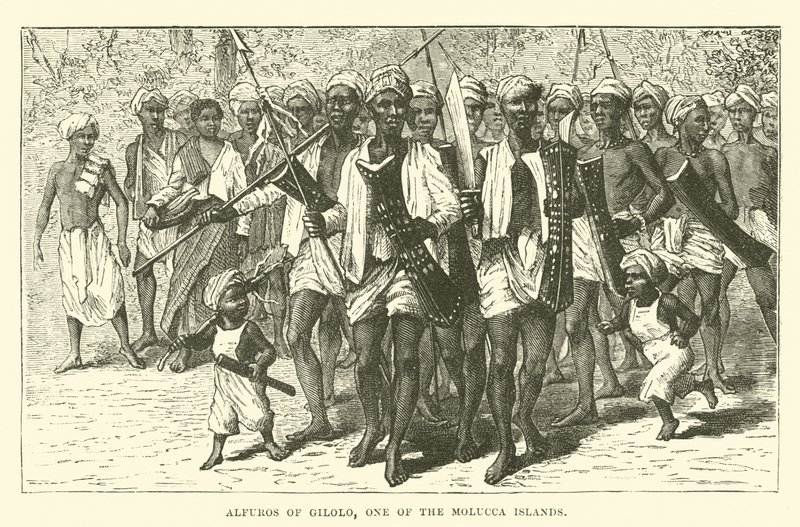 Alfuros de Gilolo, una de las Islas Molucas de English School