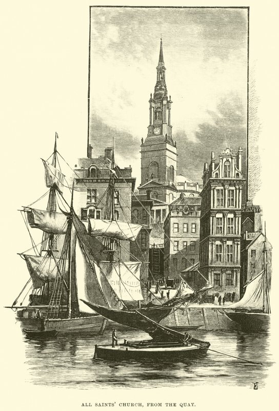 Iglesia de Todos los Santos, desde el muelle de English School