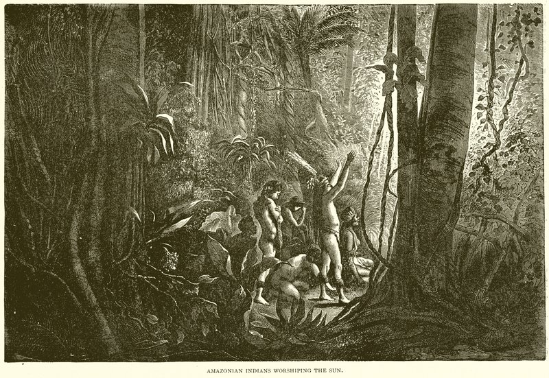 Indios amazónicos adorando al sol de English School