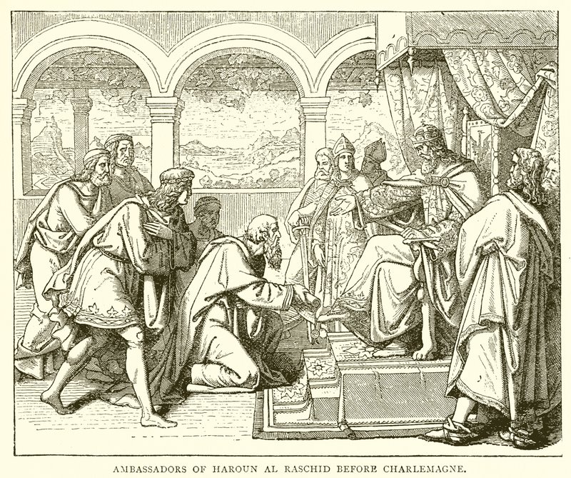 Embajadores de Harún al-Rashid ante Carlomagno de English School