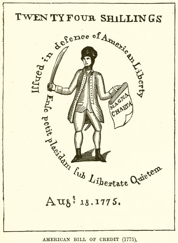Billete de crédito americano (1775) de English School