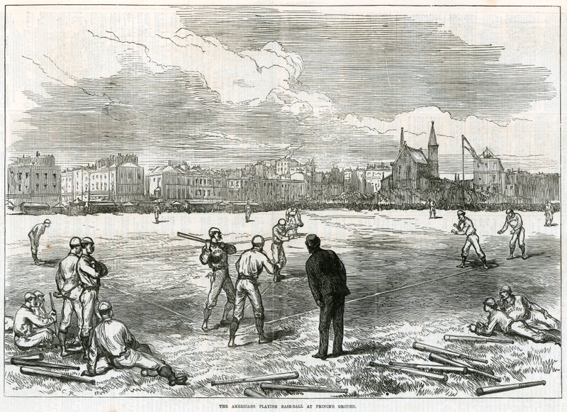 Americanos jugando béisbol en los Terrenos del Príncipe de English School