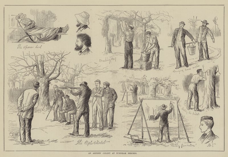 Colonia de artistas en Burnham Beeches (grabado) de English School