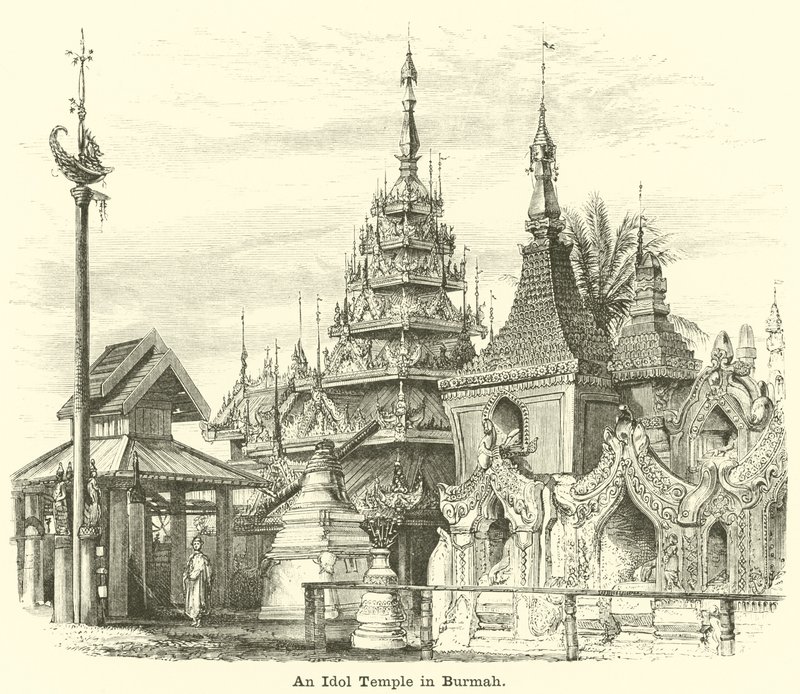 Un templo de ídolos en Birmania de English School
