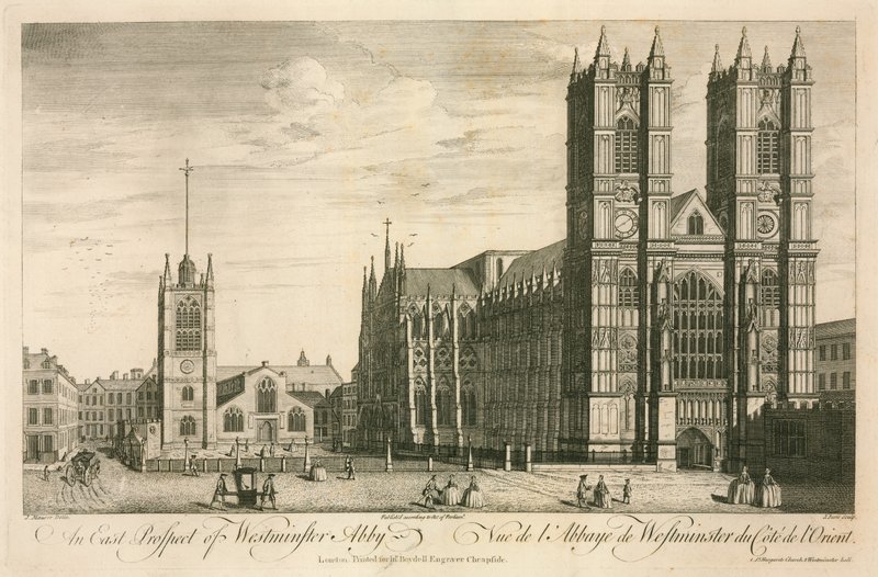 Una perspectiva este de la Abadía de Westminster, Londres de English School