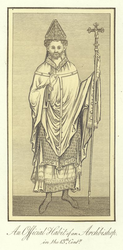Hábito oficial de un arzobispo en el siglo XIII de English School