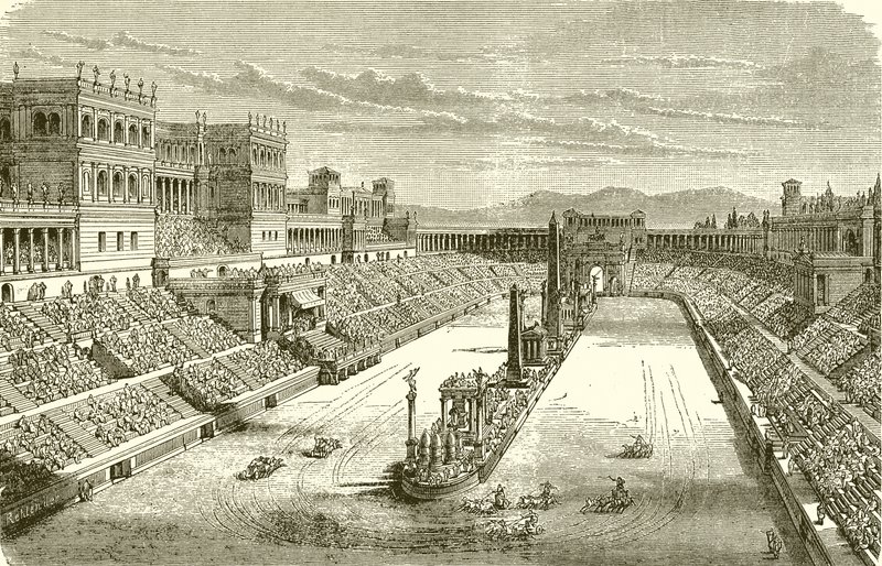 Antiguo anfiteatro restaurado. Carrera de carros de English School