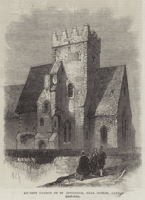 Iglesia antigua de San Doulough, cerca de Dublín, recientemente restaurada de English School