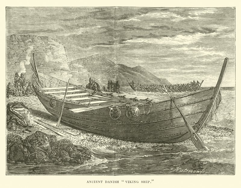 Antiguo barco vikingo danés de English School