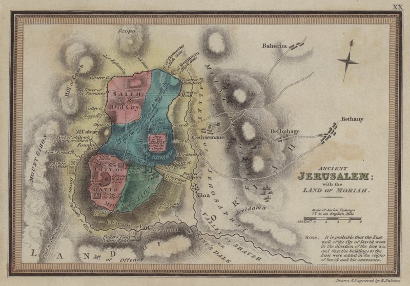 Jerusalén antigua con la tierra de Moriah de English School