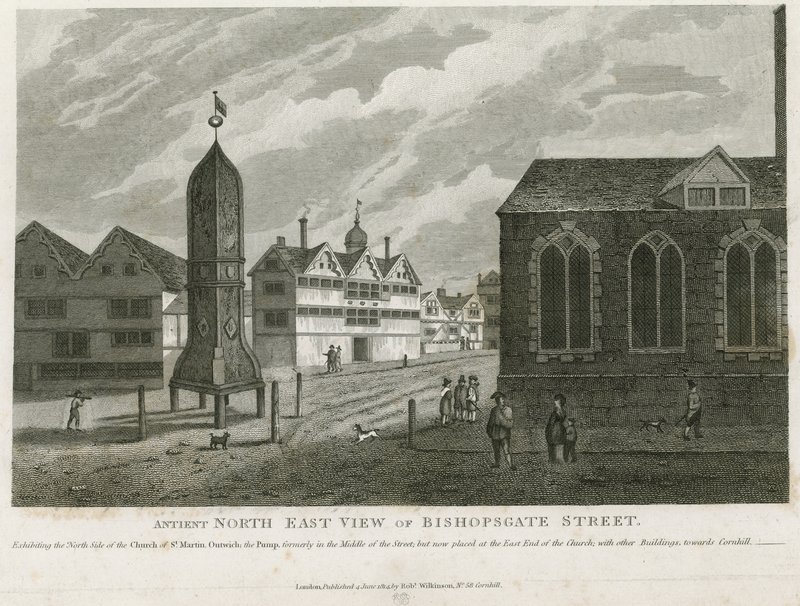 Vista antigua del noreste de Bishopsgate Street de English School
