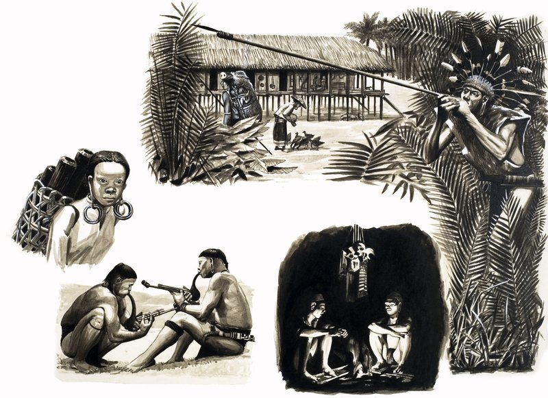 Pueblos antiguos del mundo: Cazadores con cerbatana de Borneo de English School