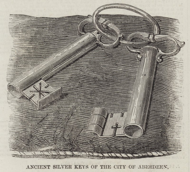 Llaves antiguas de plata de la ciudad de Aberdeen de English School