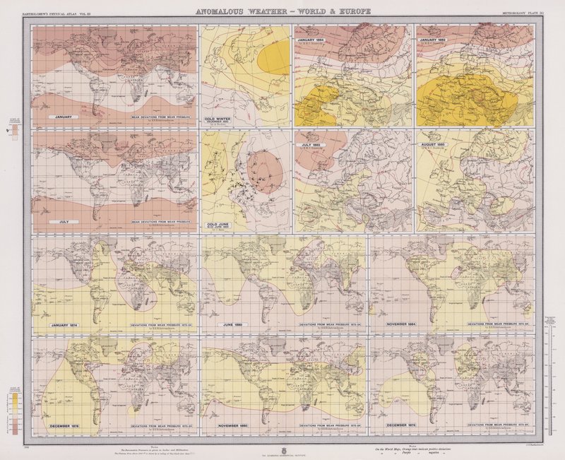 Anomalous Weather, World and Europe (litografía en color) de English School