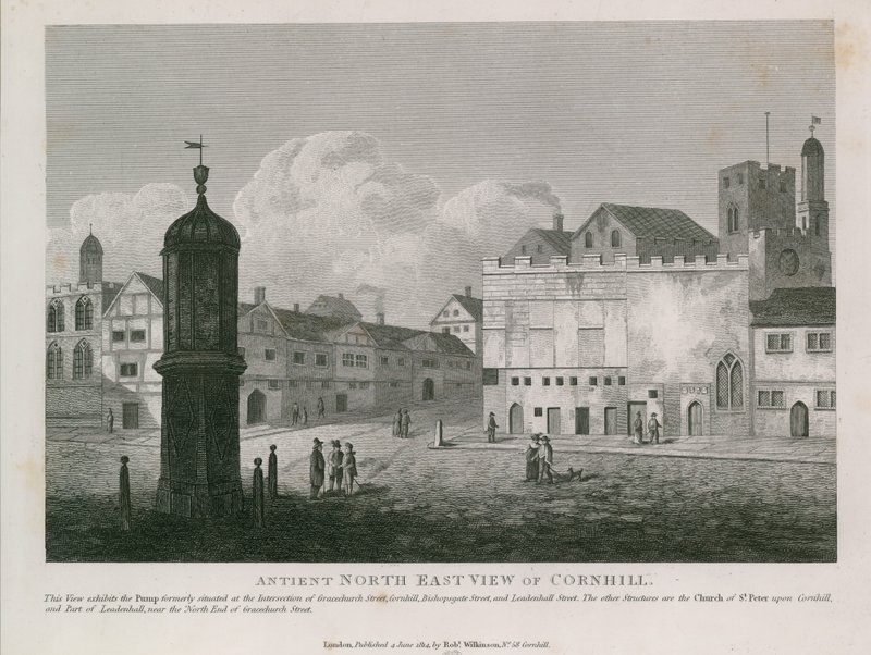 Vista antigua del noreste de Cornhill de English School