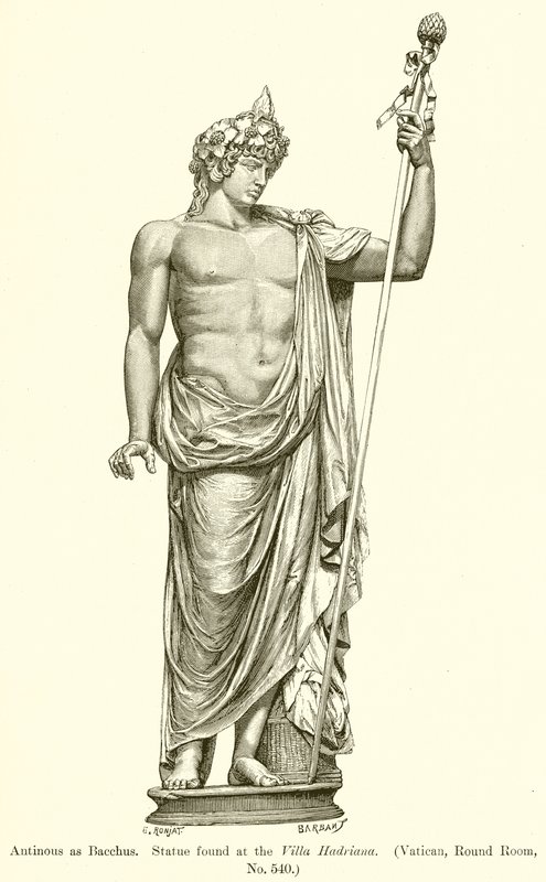 Antínoo como Baco. Estatua encontrada en la Villa Adriana. (Vaticano, Sala Redonda, No. 540) de English School