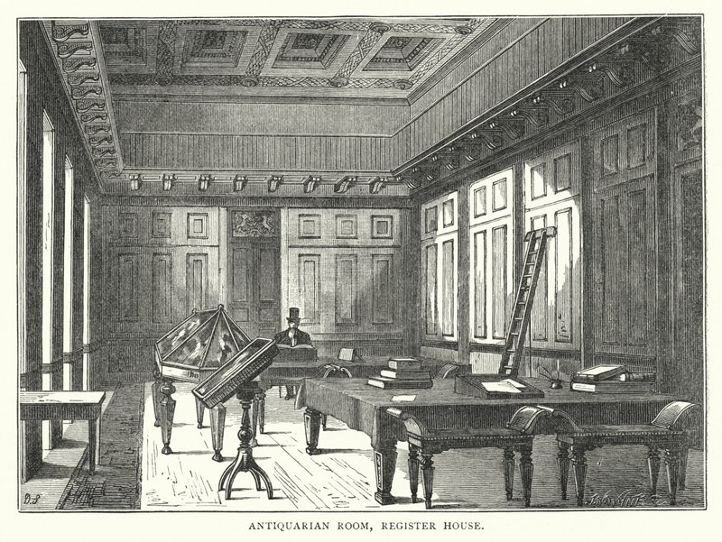 Sala de Anticuarios, Register House (grabado) de English School
