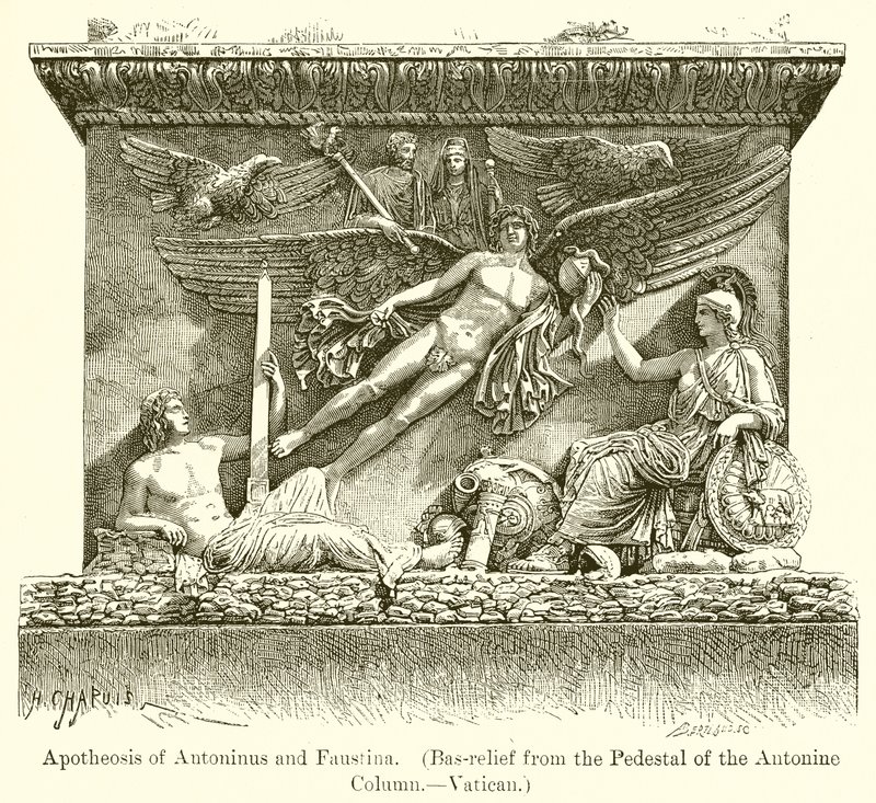 Apoteosis de Antonino y Faustina. (Bajo Relieve del Pedestal de la Columna Antonina.--Vaticano) de English School
