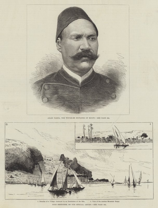Arabi Pasha y bocetos de Egipto (grabado) de English School