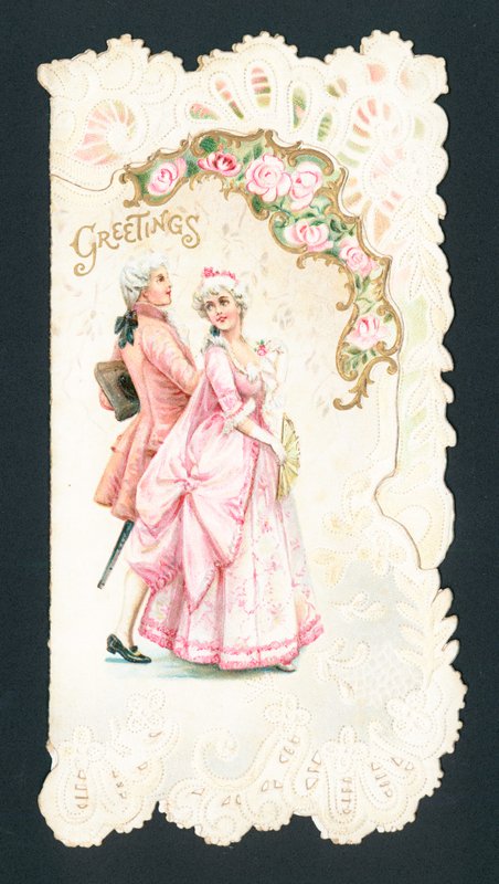 Pareja aristocrática, tarjeta de Navidad de English School