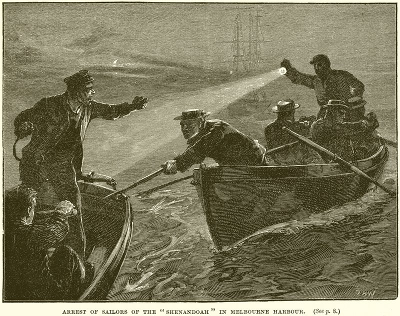 Arresto de marineros del Shenandoah en el puerto de Melbourne de English School