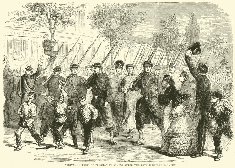 Llegada a París de prisioneros prusianos después de la batalla antes de Bagneux, octubre de 1870 de English School