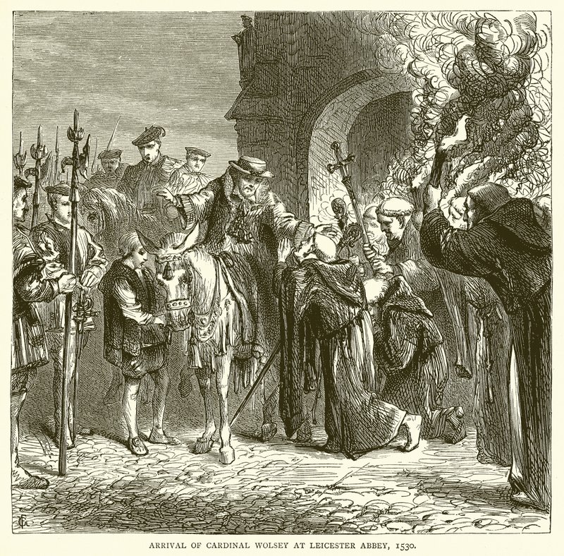 Llegada del Cardenal Wolsey a la Abadía de Leicester, 1530 de English School