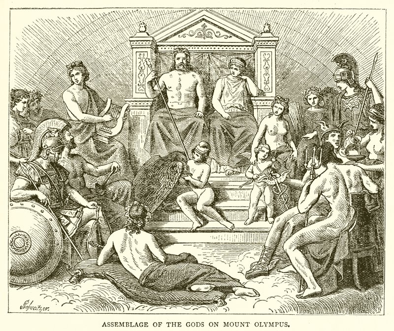 Asamblea de los dioses en el monte Olimpo de English School