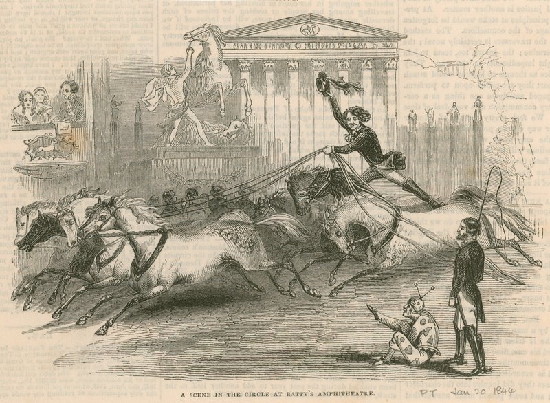 Anfiteatro de Astley, Londres - Una escena en el circo en el Anfiteatro de Batty de English School