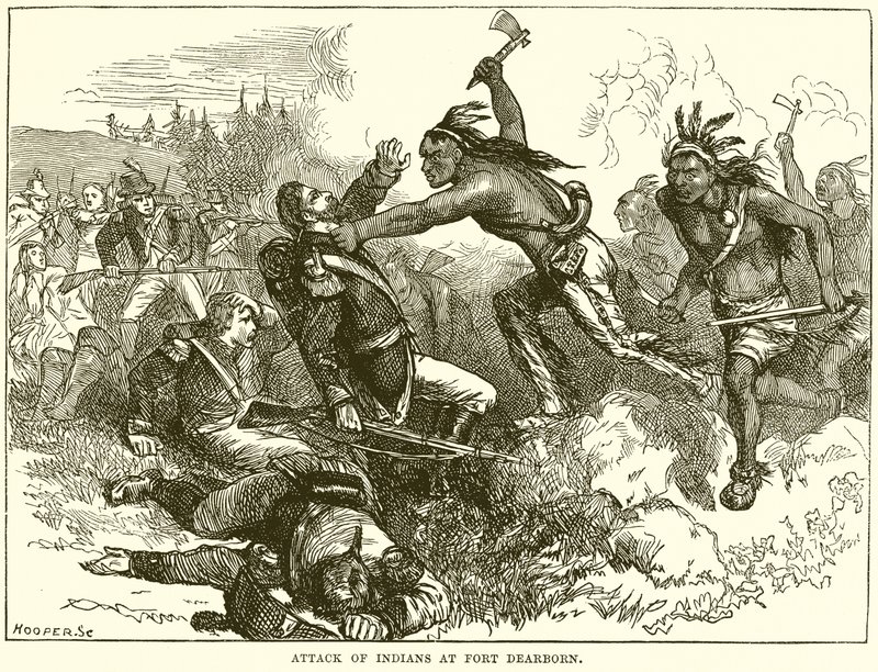 Ataque de indios en el Fuerte Dearborn de English School