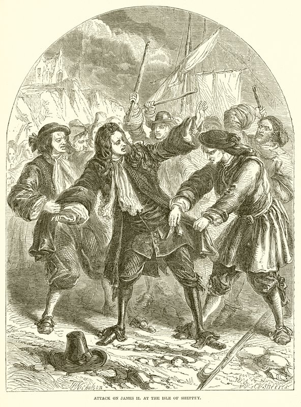 Ataque a James II en la Isla de Sheppey de English School