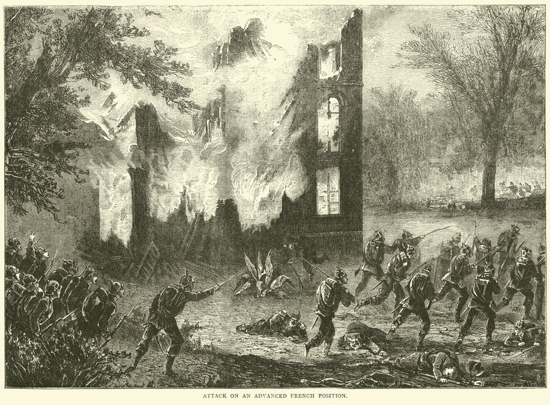 Ataque a una posición avanzada francesa, octubre de 1870 de English School