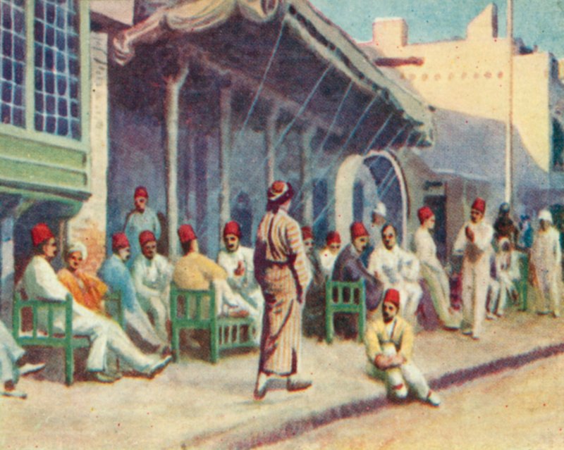 Bagdad, cafetería típica (litografía en color) de English School
