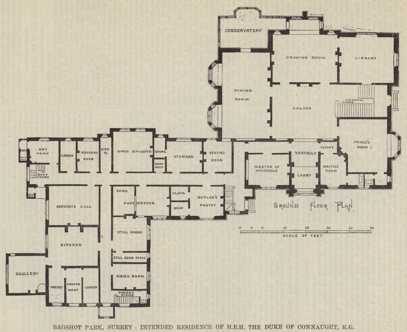 Bagshot Park, Surrey, residencia prevista de SAR el Duque de Connaught, KG de English School