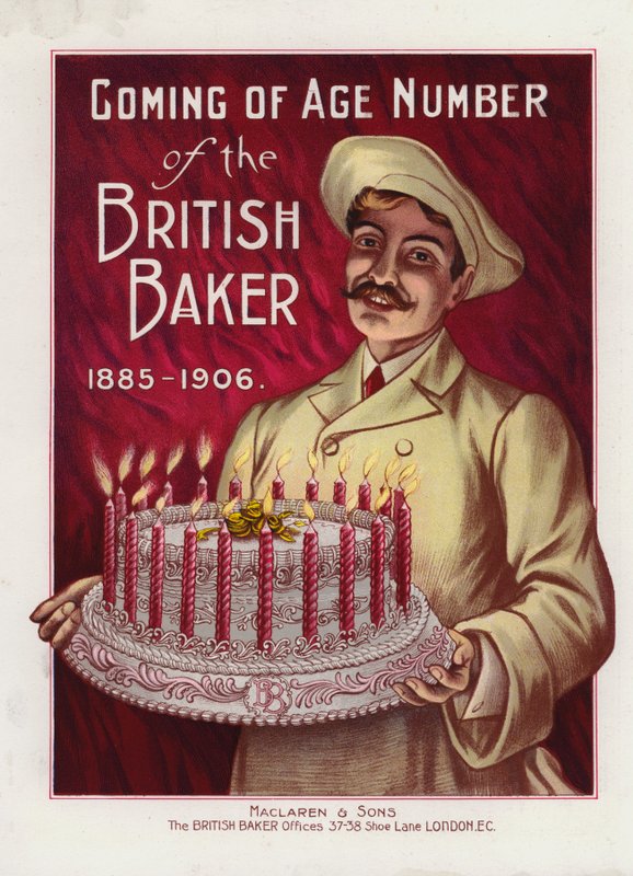 Panadero con pastel con 21 velas de English School
