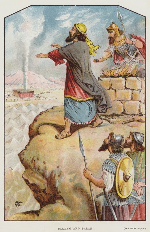 Balaam y Balak (litografía en color) de English School