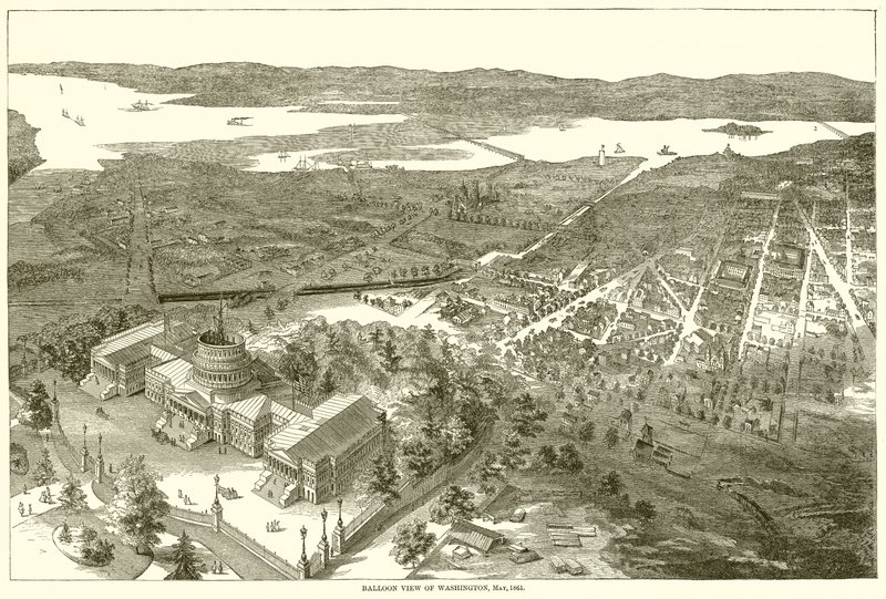 Vista en Globo de Washington, mayo de 1861 de English School