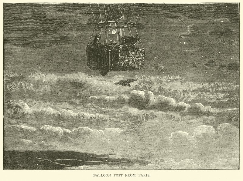 Correo en globo desde París, octubre de 1870 de English School