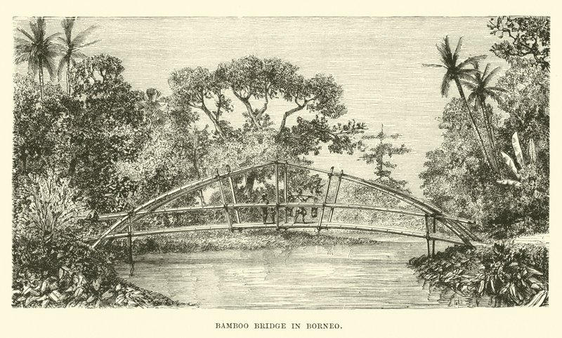 Puente de bambú en Borneo de English School