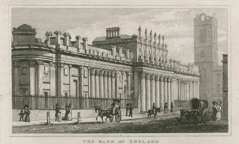 Banco de Inglaterra, Fachada Sur de Sir John Soane, 1823 de English School