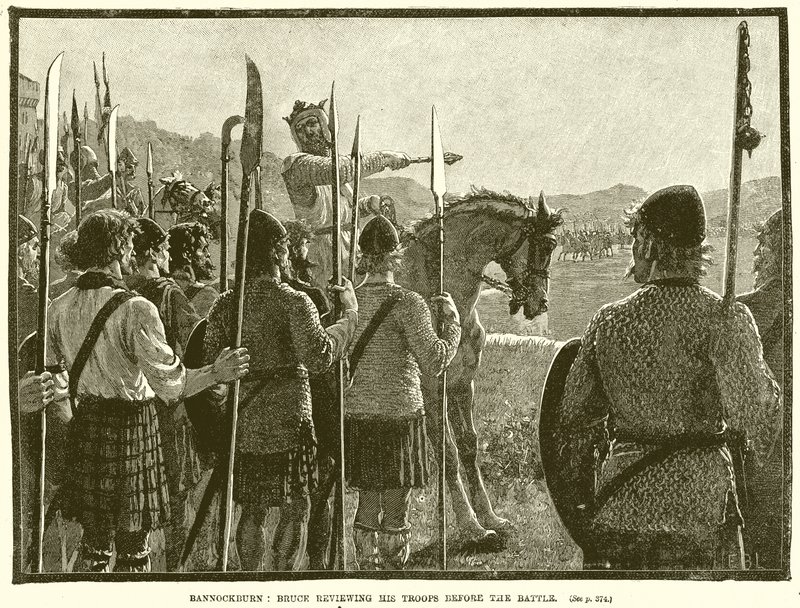 Bannockburn: Bruce revisando sus tropas antes de la batalla de English School