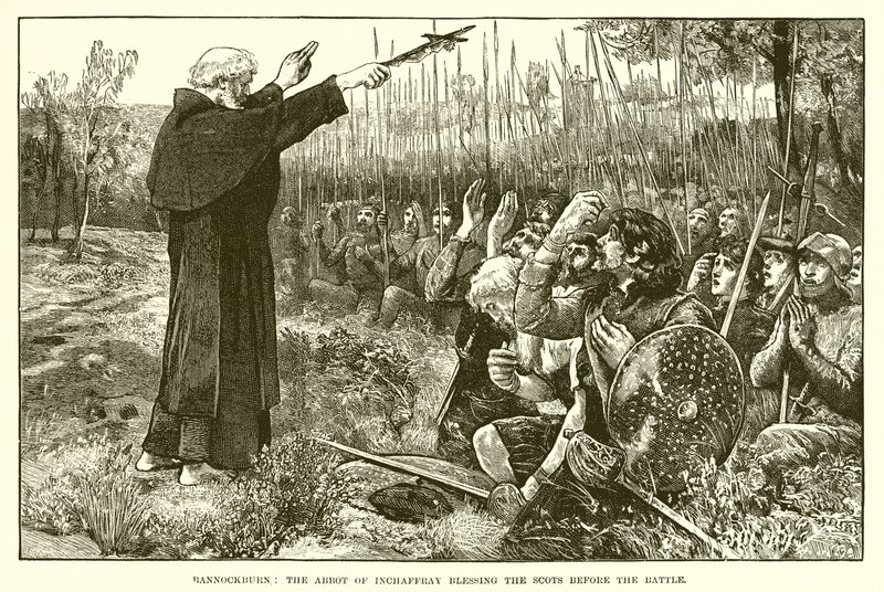 Bannockburn: El abad de Inchaffray bendiciendo a los escoceses antes de la batalla de English School