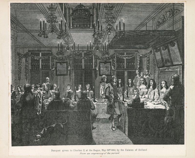 Banquete ofrecido al rey Carlos II, 30 de mayo de 1660, por los Estados de Holanda de English School