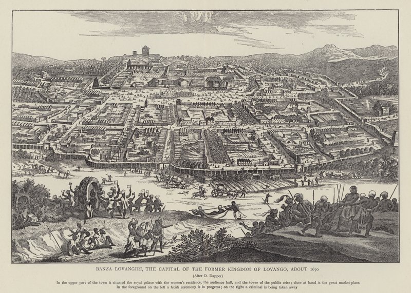Banza Lovangiri, la capital del antiguo Reino de Lovango, alrededor de 1670 (foto) de English School